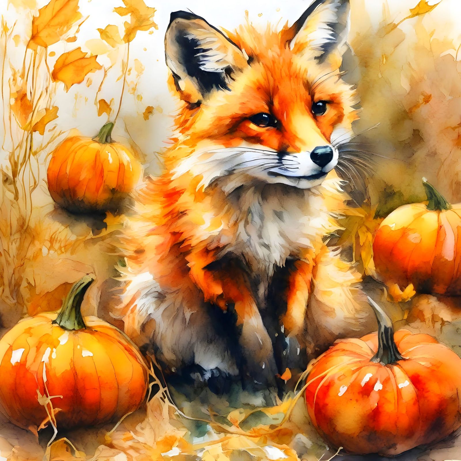 Whimsical Fox Kit in Vibrant Autumn Garden