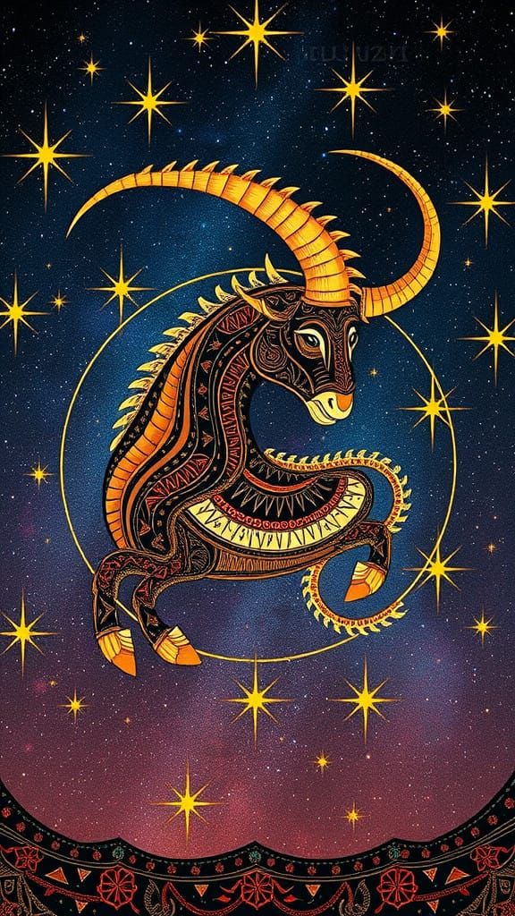 Surreal Starry Night Sky in Indigenous Tribal Style