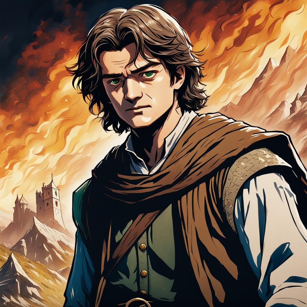 Anime Portrait of Man in Cel-Shaded Style