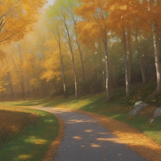 Impressionist Oil Painting of Autumn Trees