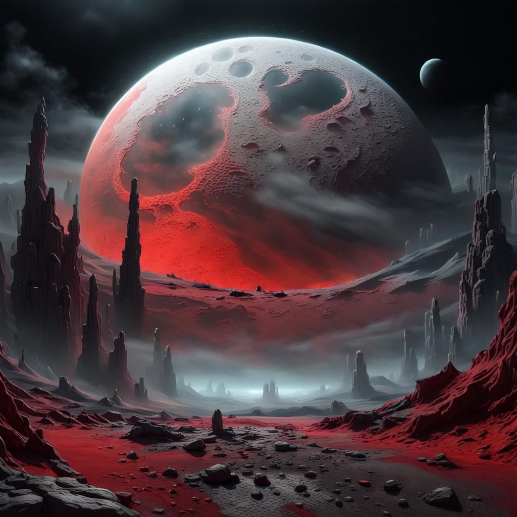 Galactic Horror: Decaying Moon in Deep Space