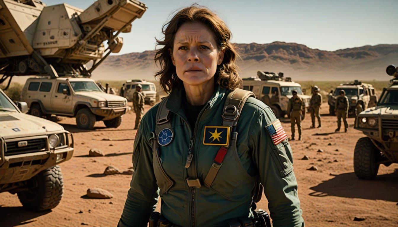 Ellen Ripley on Desert Planet Rover in Alien Universe