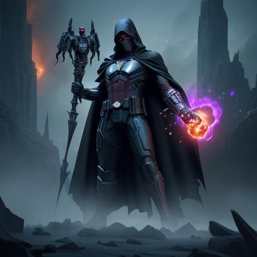 Grim Reaper with Black Fire in Space