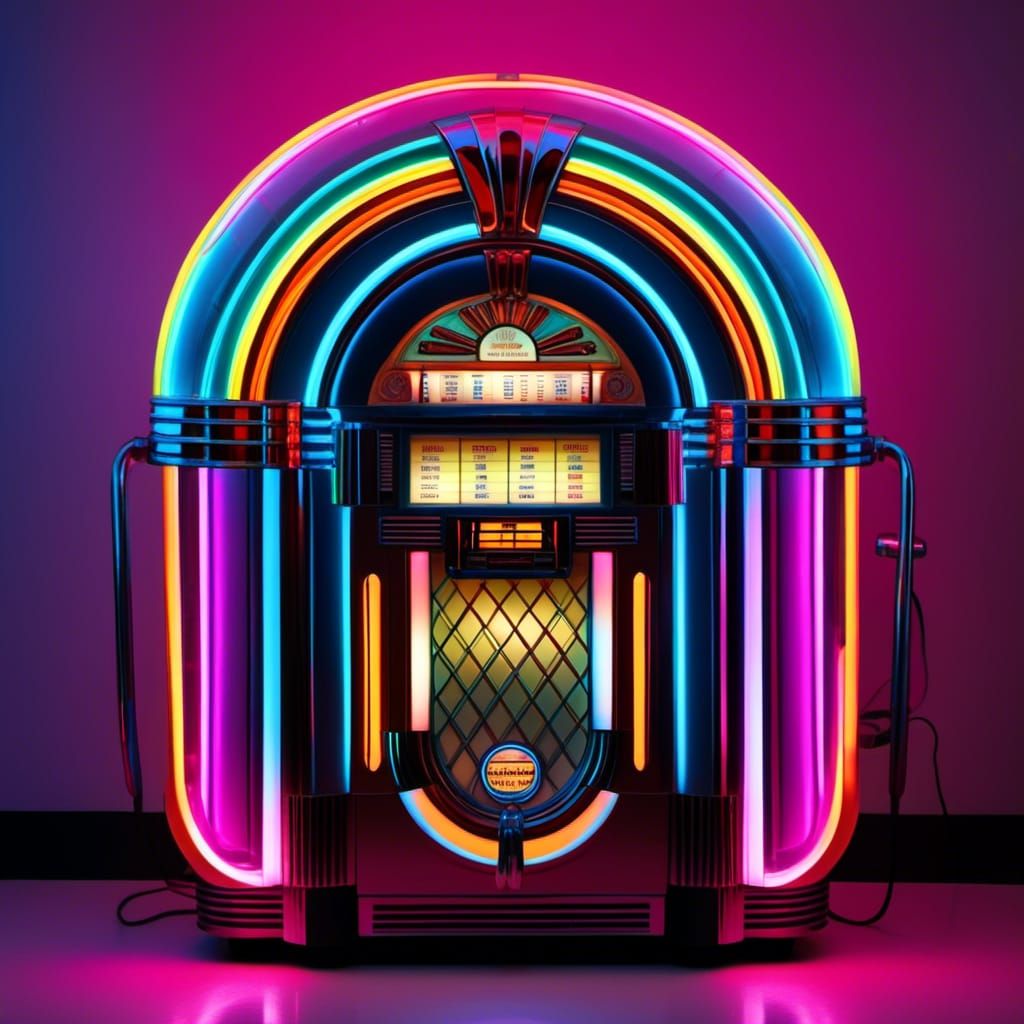 Retro Jukebox with Glowing Neon Lights