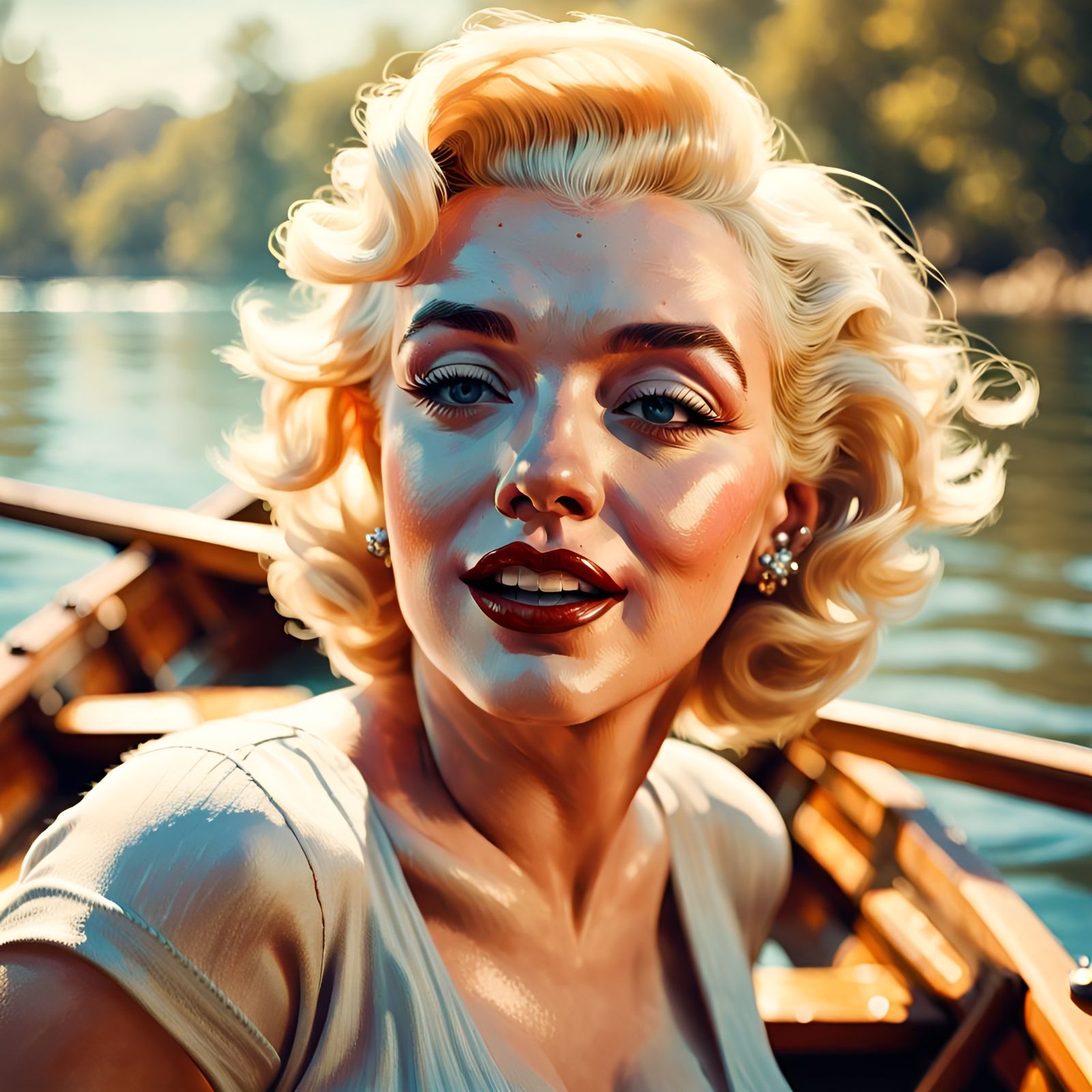 Marilyn Monroe Boating, Digital Pin-Up Illustration