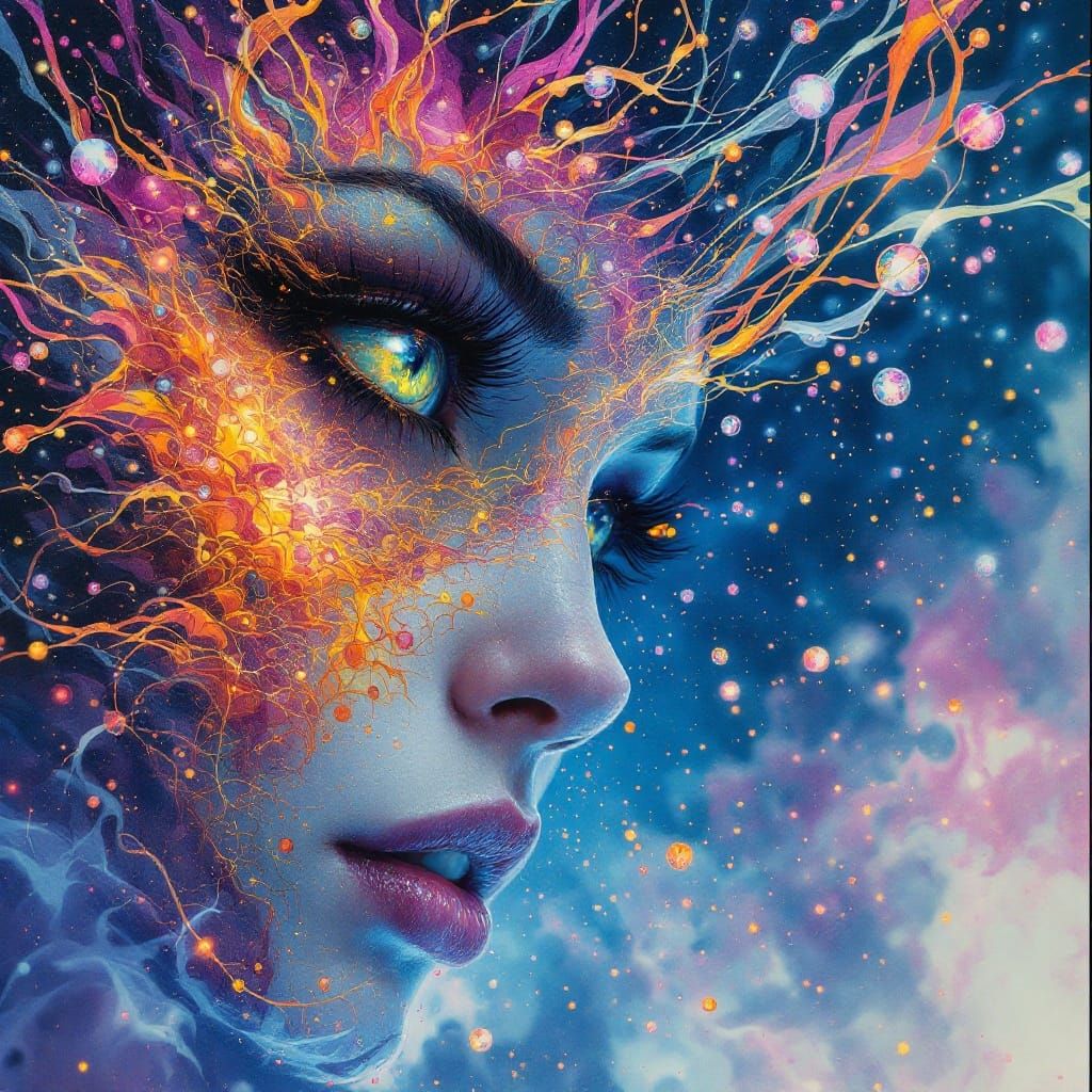 Vibrant Goddess Goddess Blazing in Elegant Aurora