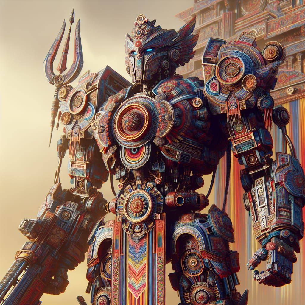 Indian Art Inspired Robot Guardian Concept Art