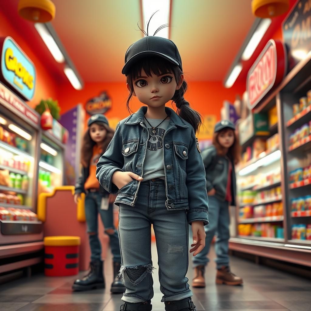Girl Gang Poses in Bronx Grocery Store, 3D Art