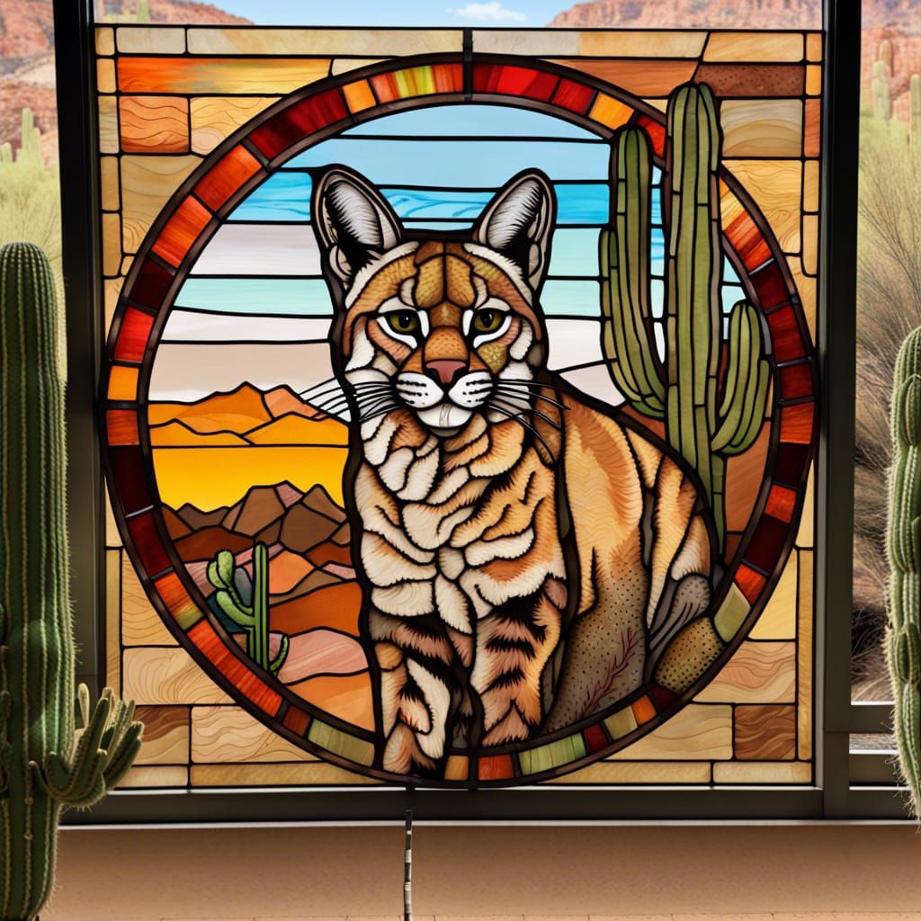 Southwest Stained Glass Bobcat