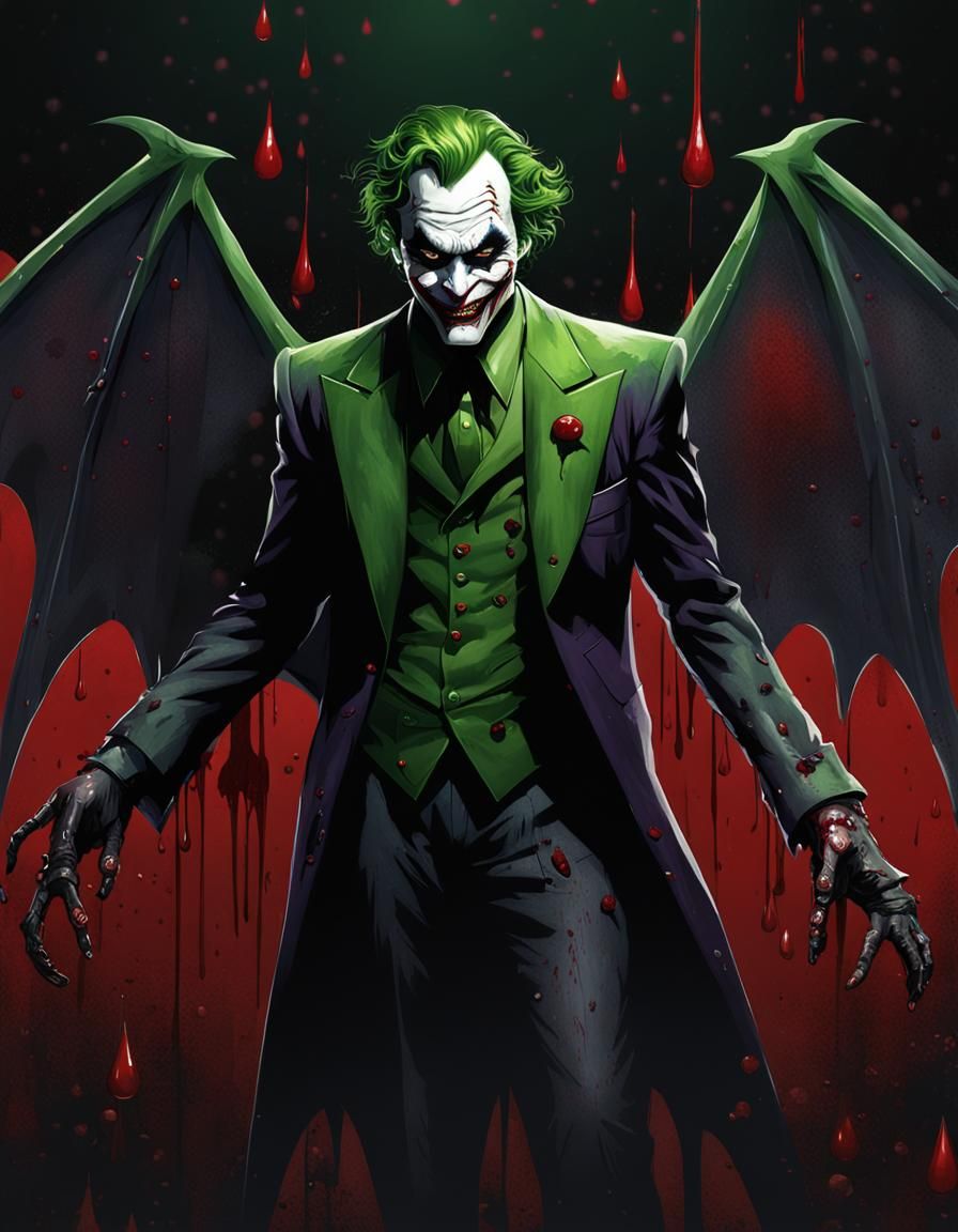 Creepy Joker with Bat Wings in Dark Style