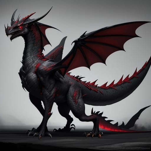 Imposing Dragon with Shadowy Wings