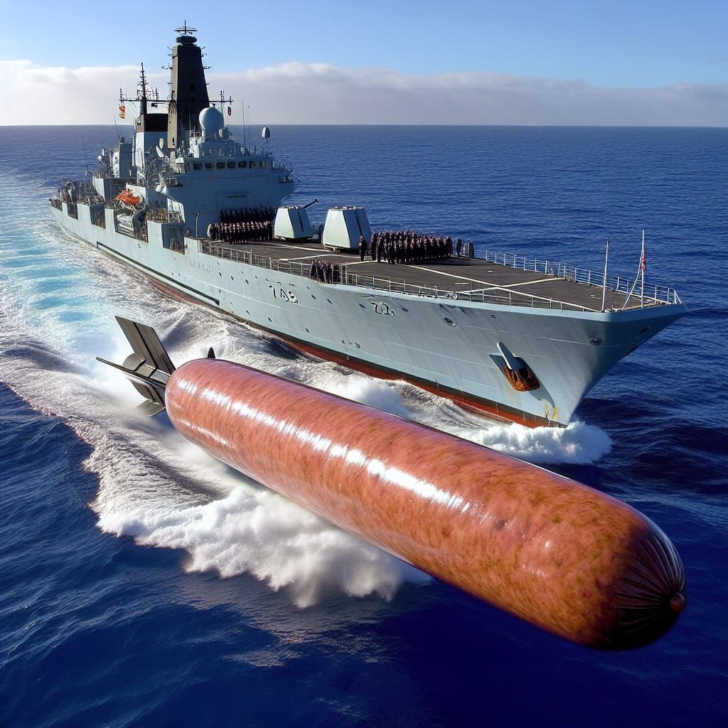 British Naval Ship Targeted by Sausage Torpedo
