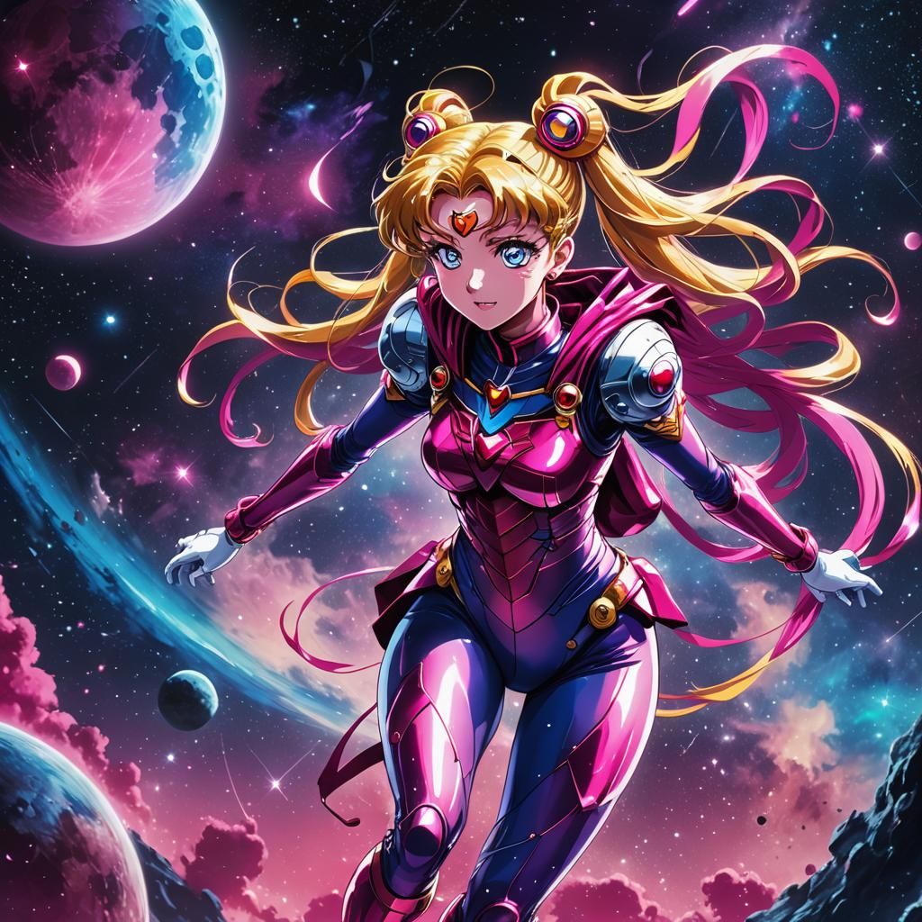 Sailor Moon in Space: Digital Anime Art