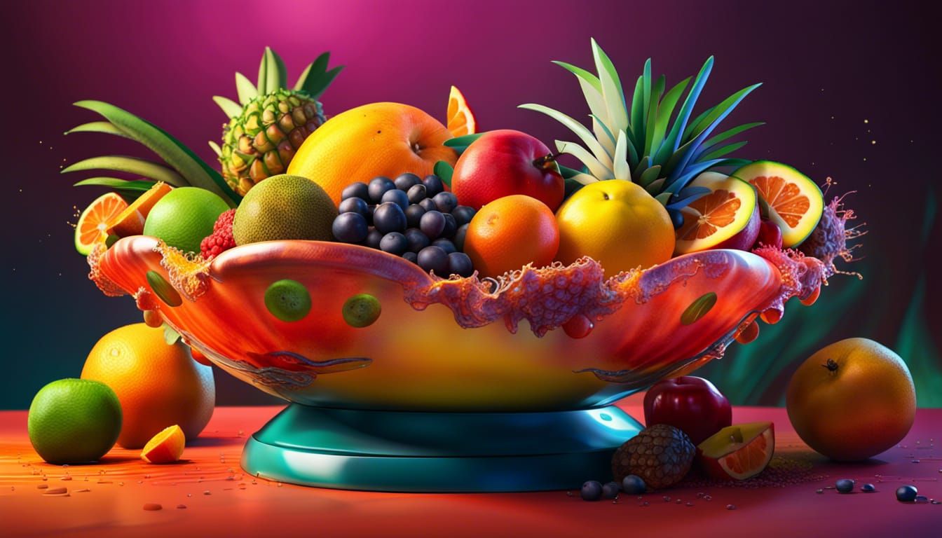 Exotic Fruit Still Life in Hyperrealistic Style