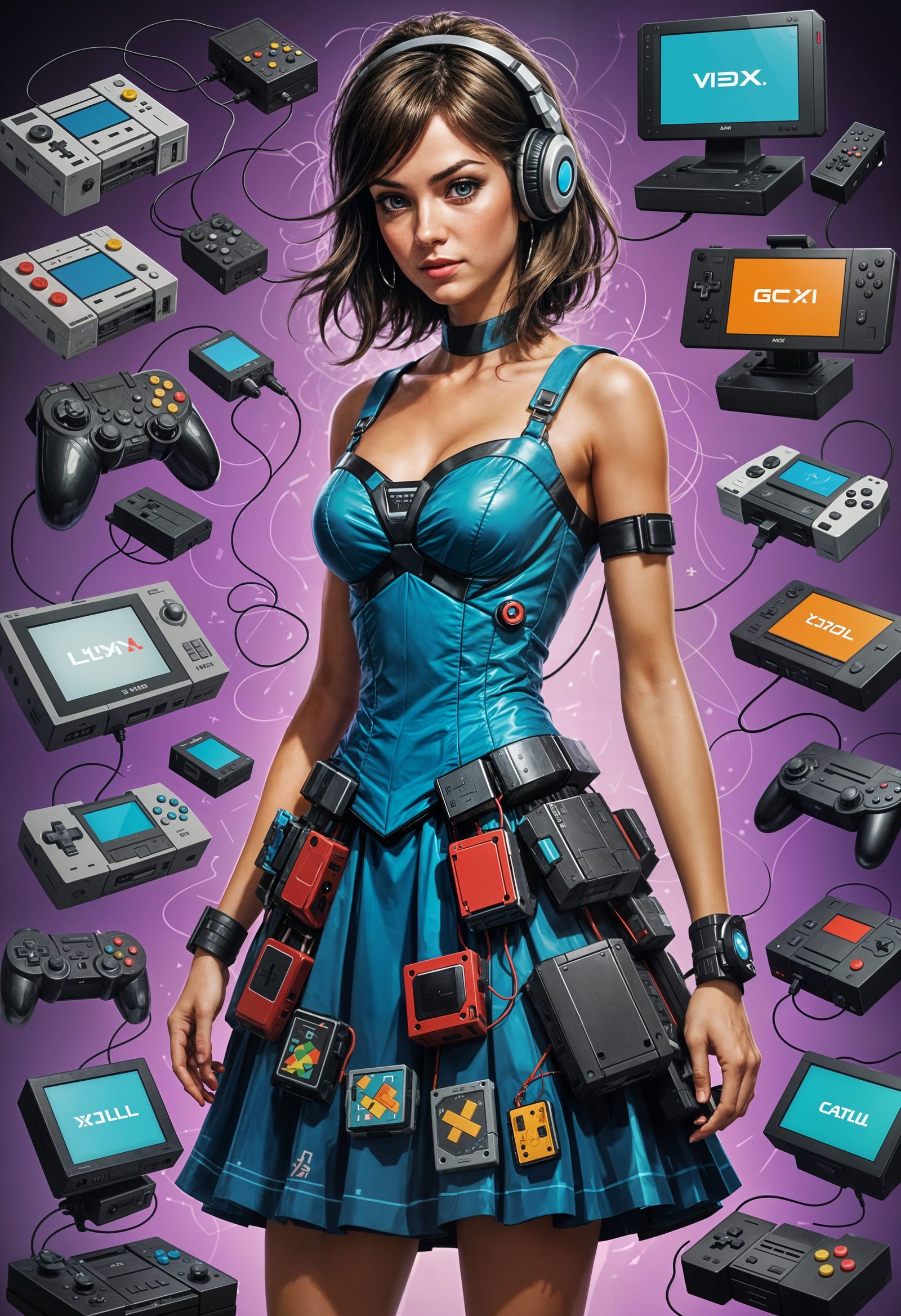 Gamer Girl Fashion Made of Consoles