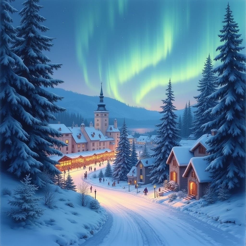 Dreamy Watercolor Landscape with Blended Travel Destinations