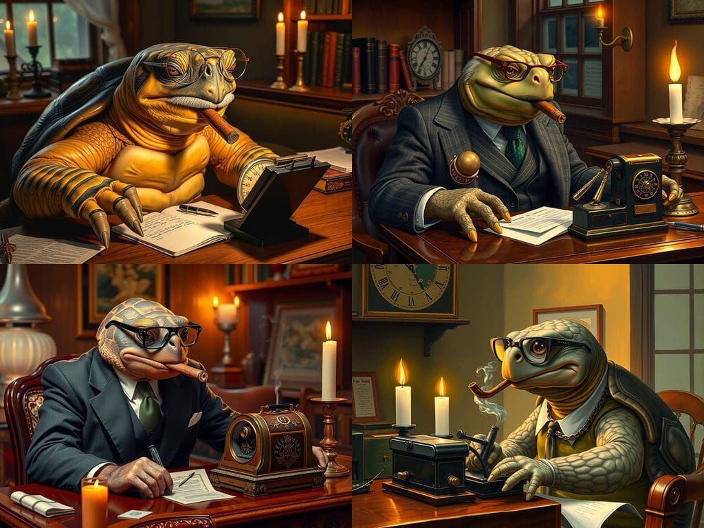 Tortoise Accountant in 1920s Style