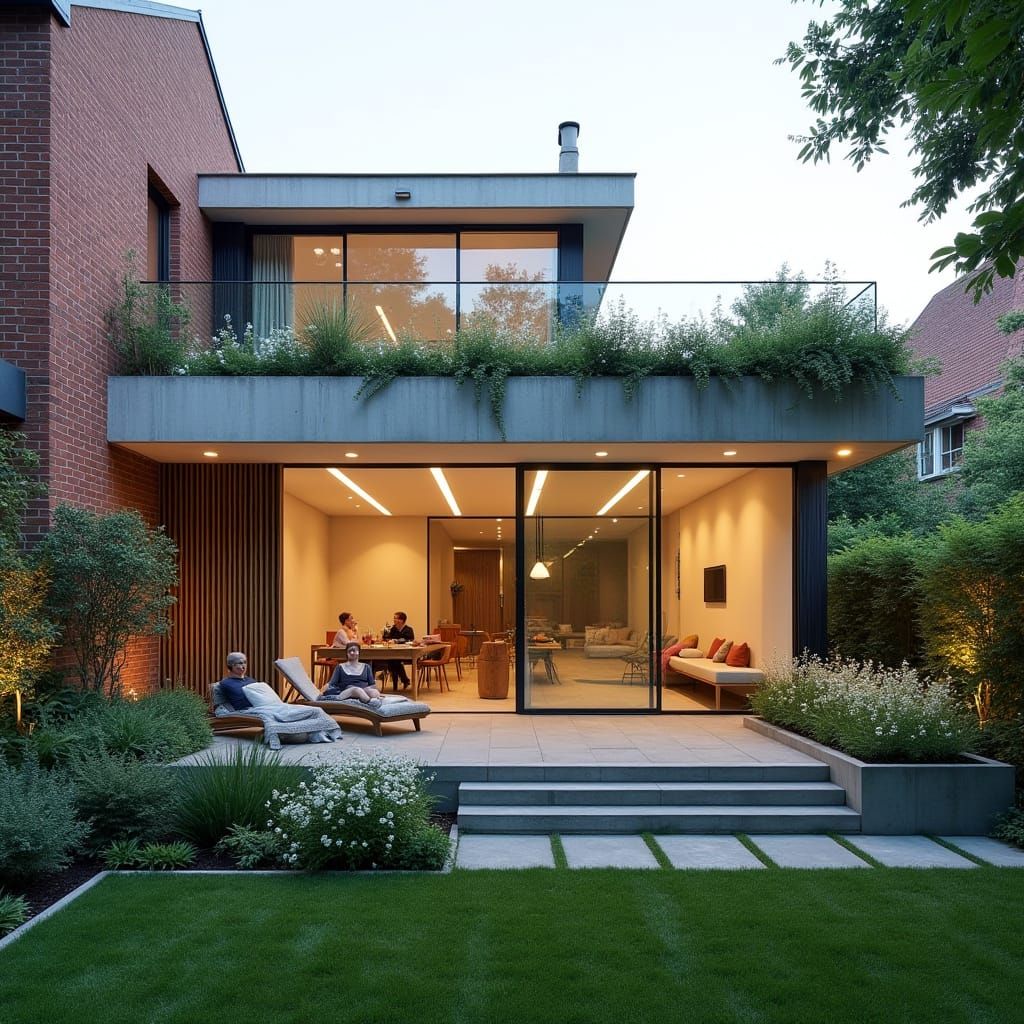 Minimalist Extension with Waved Panels on Victorian House