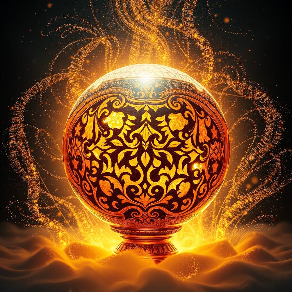 Ornate Globe Radiating Light in Fantasy Concept Art