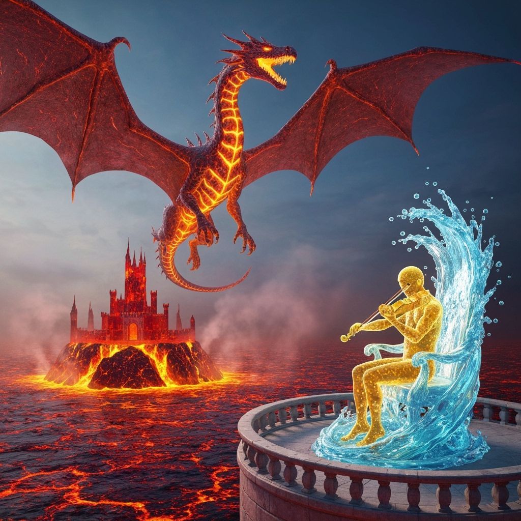 Molten Lava Dragon Soars Over Fiery Seas