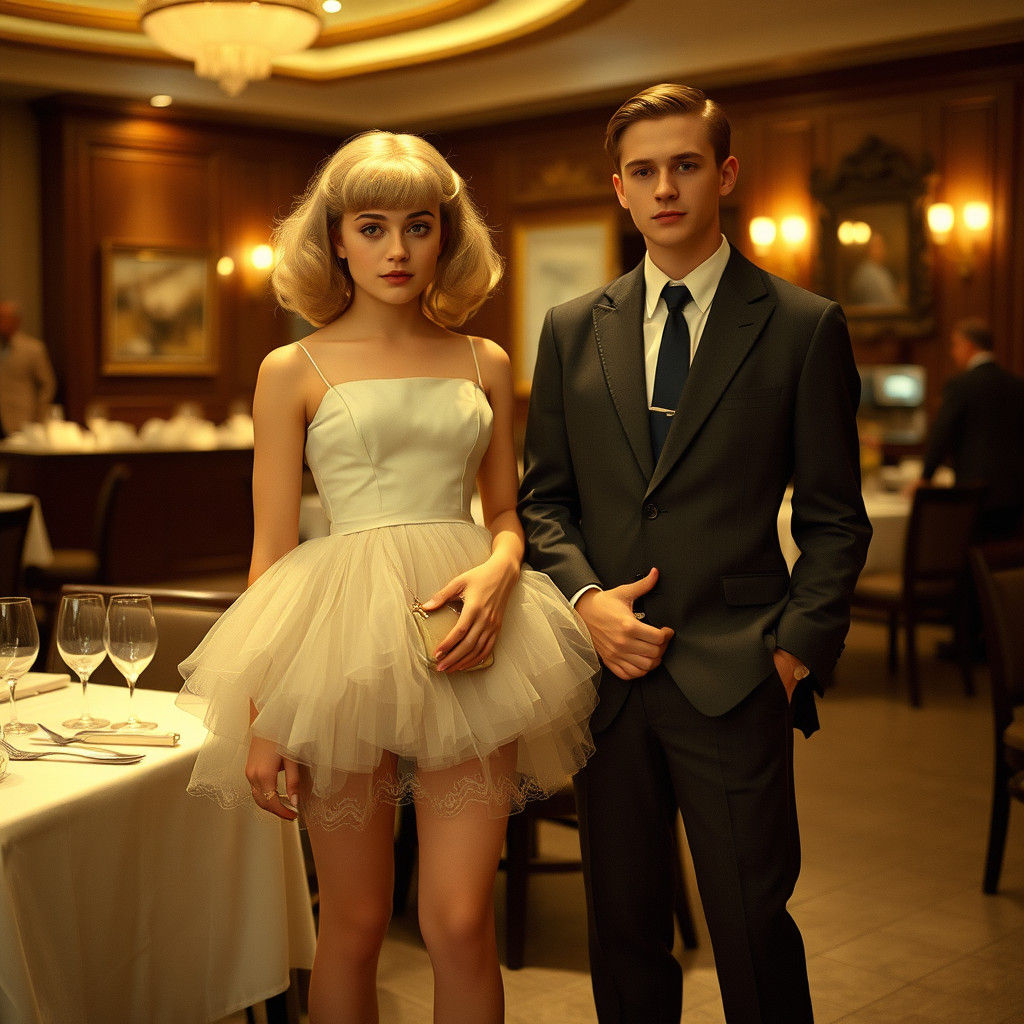 Teenagers in Contrasting Outfits in Restaurant