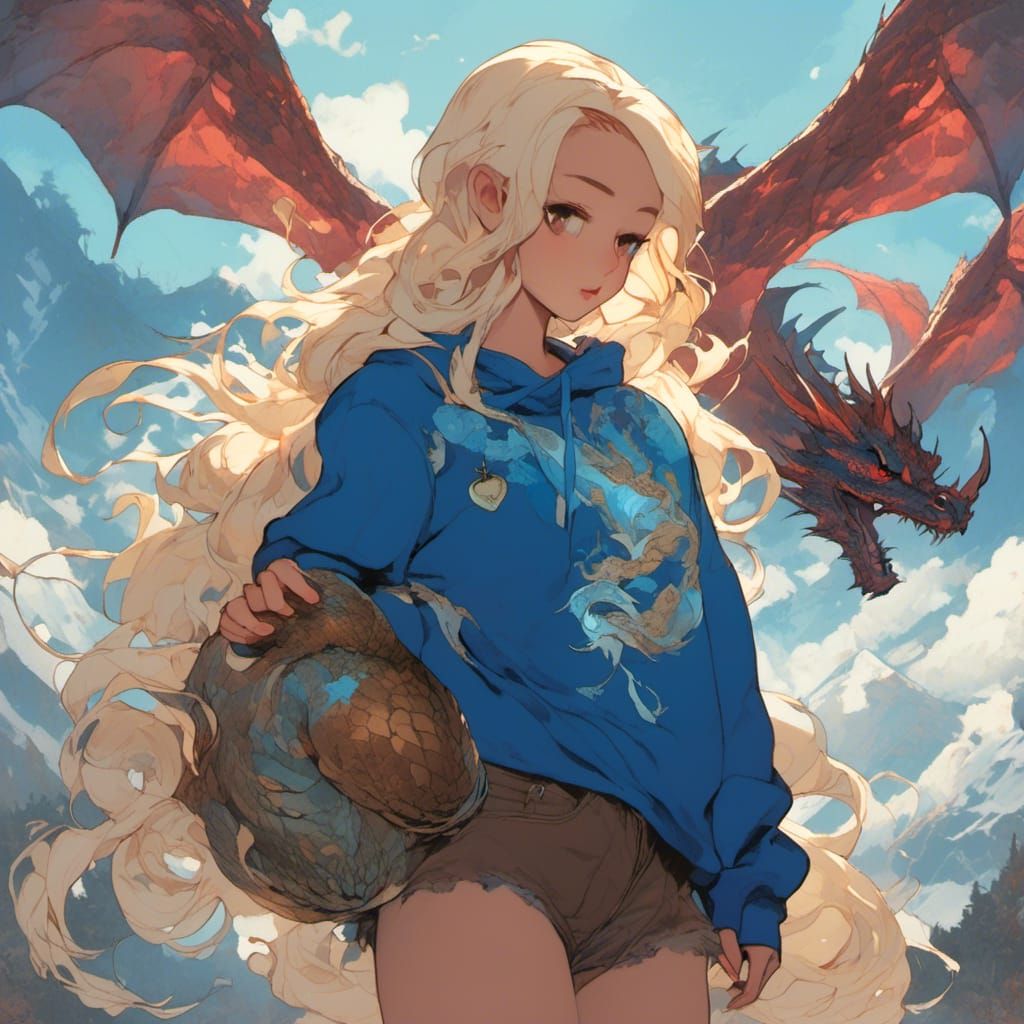 Girl with Dragon Digital Portrait
