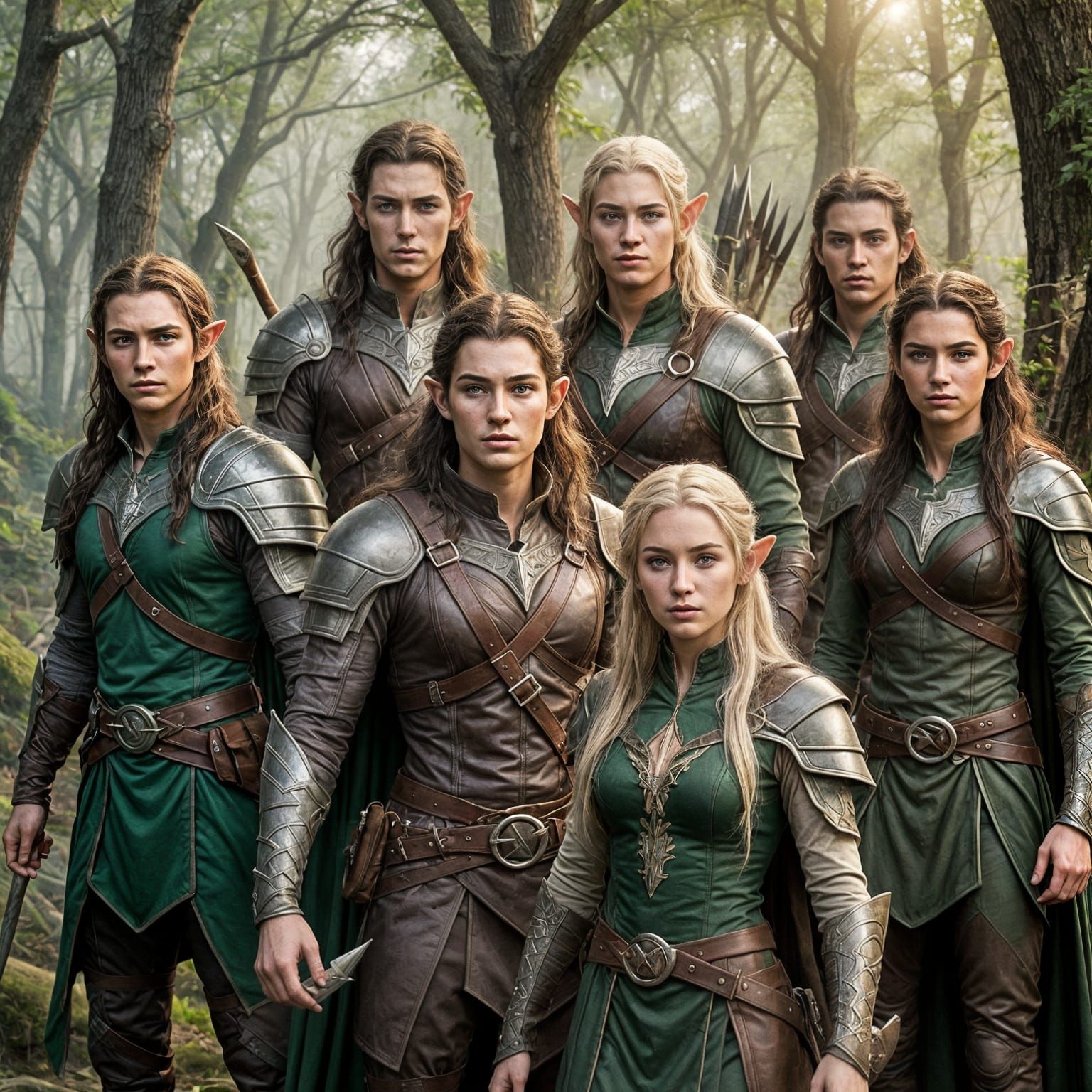 Fantasy Elven Rangers in a Forest