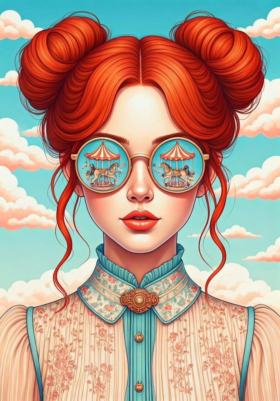 Carousel Dream: A Whimsical Colored Pencil Portrait