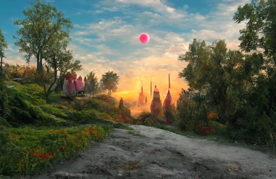 Surreal Dining Scene in Dreamcore Aetherpunk Style