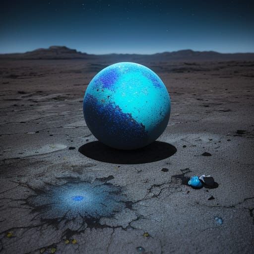 Robot Finds Flower on Desolate Planet in Surreal Digital Art