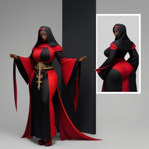 Dark-Skinned Woman Praying in Anime Style