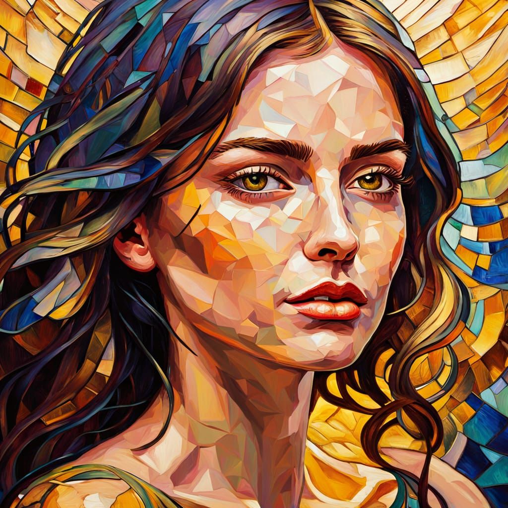 Expressionist Oil Painting: A Woman's Face in Neo-Impression...