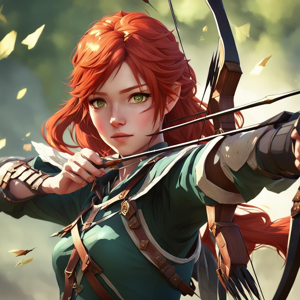 Anime Ranger with Bow and Arrow in 3D