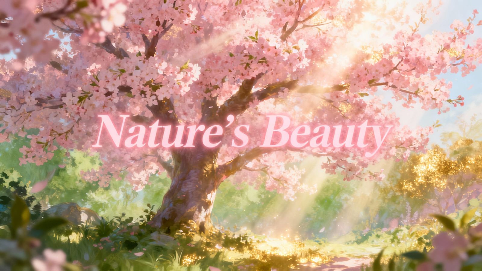 Nature's Beauty: Cherry Blossom in Glowing Sunlight