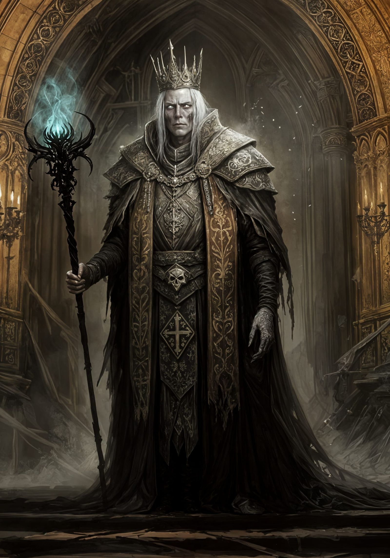 Regal Noble in Decaying Throne Room