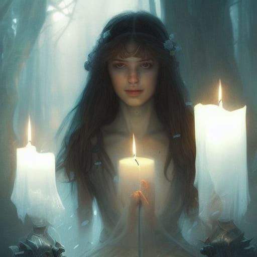 Candlelit Samhain Celebration in Digital Art Style