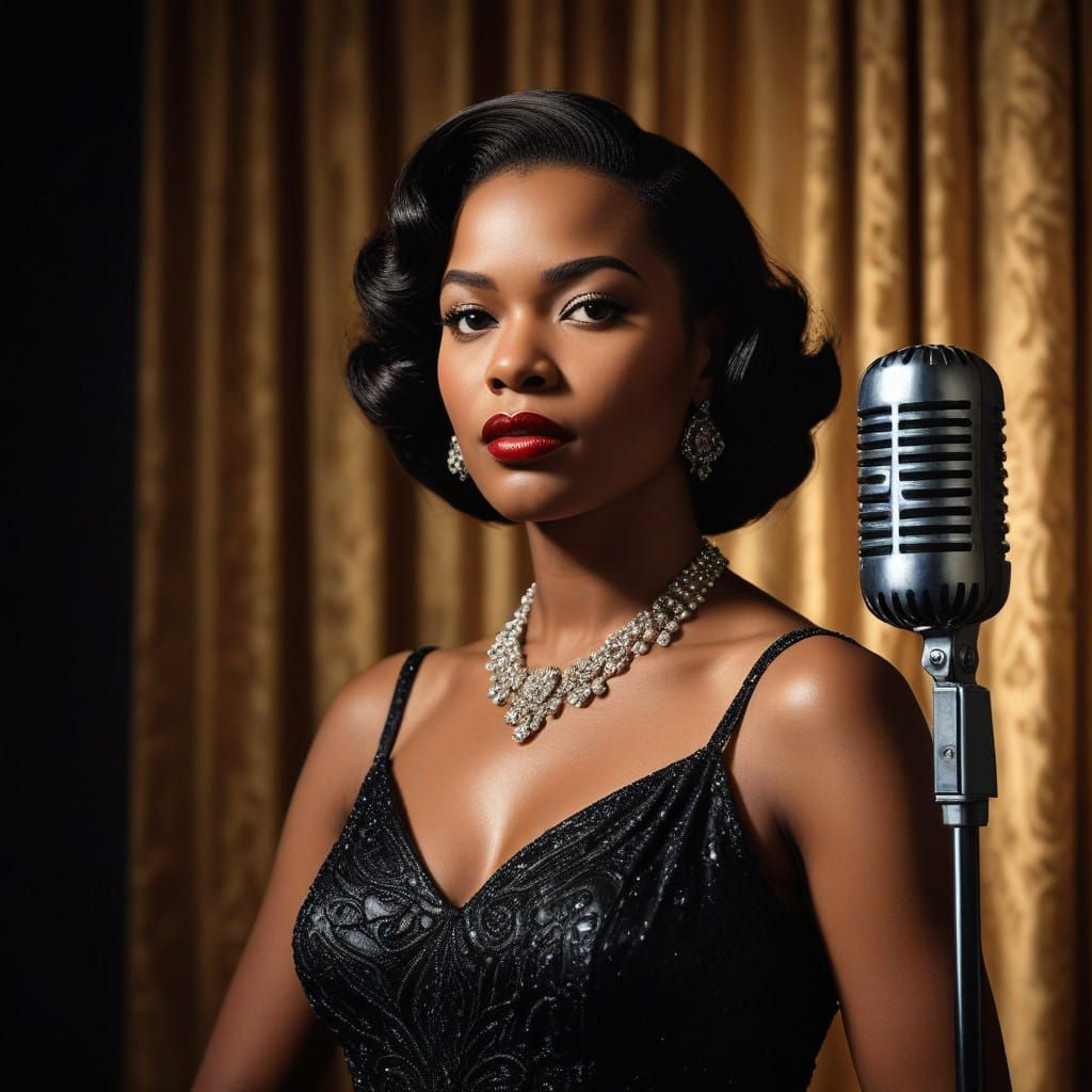 Luxurious Jazz Diva in Vintage Elegance