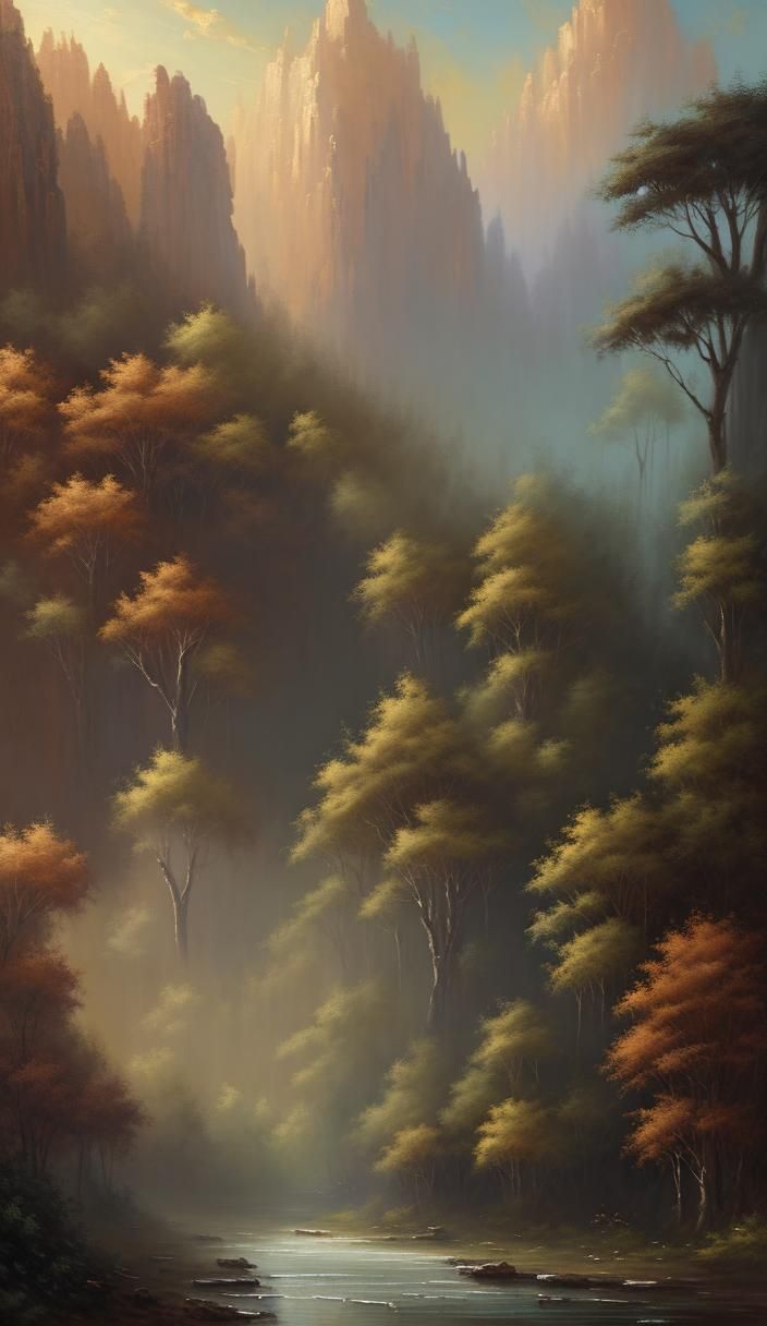 Leaves on Wooden Table, Impasto Oil Painting