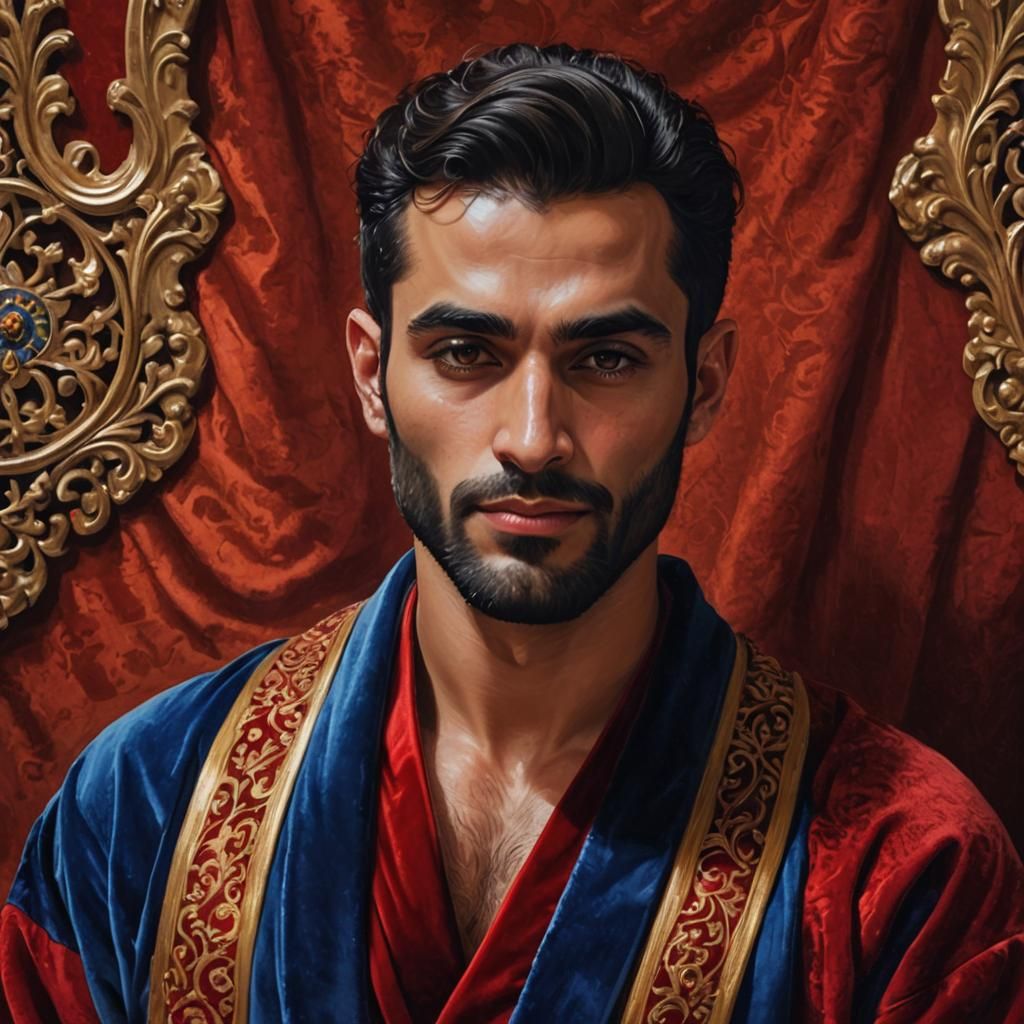 Elegant Man in Velvet Robe, Impressionist Oil Painting