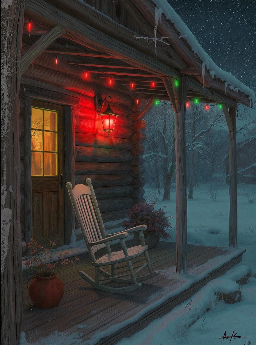 Eerie Cabin in Snowy Western Landscape