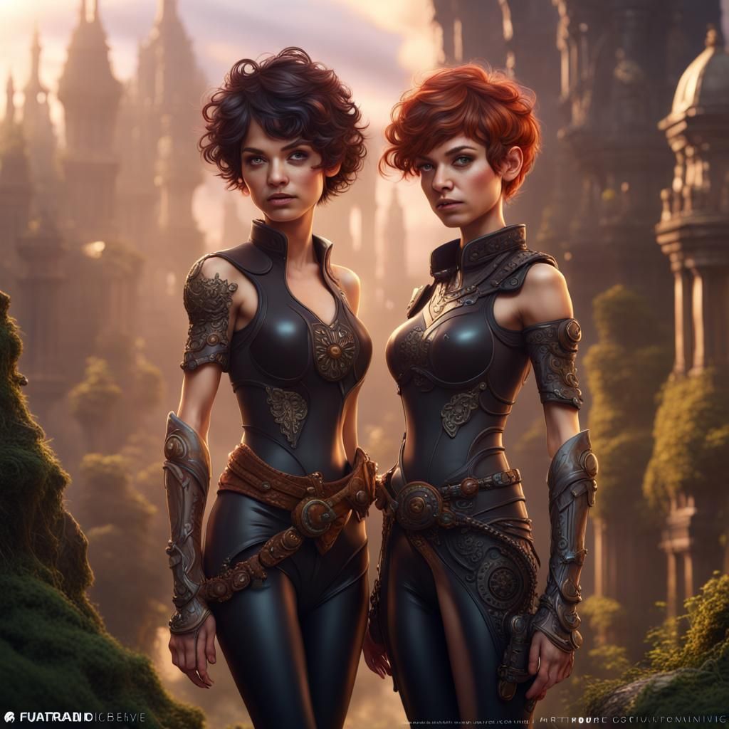 Two Lesbian Girls in Detailed Matte Painting