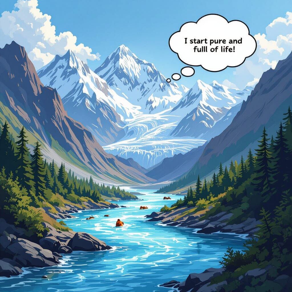 Ganga River Source: Gangotri Glacier Illustration