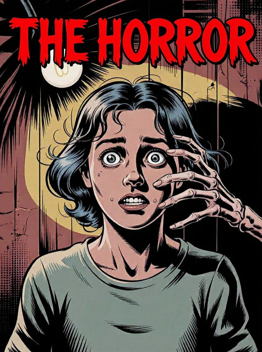 Retro Horror Comic Book Cover Illustration