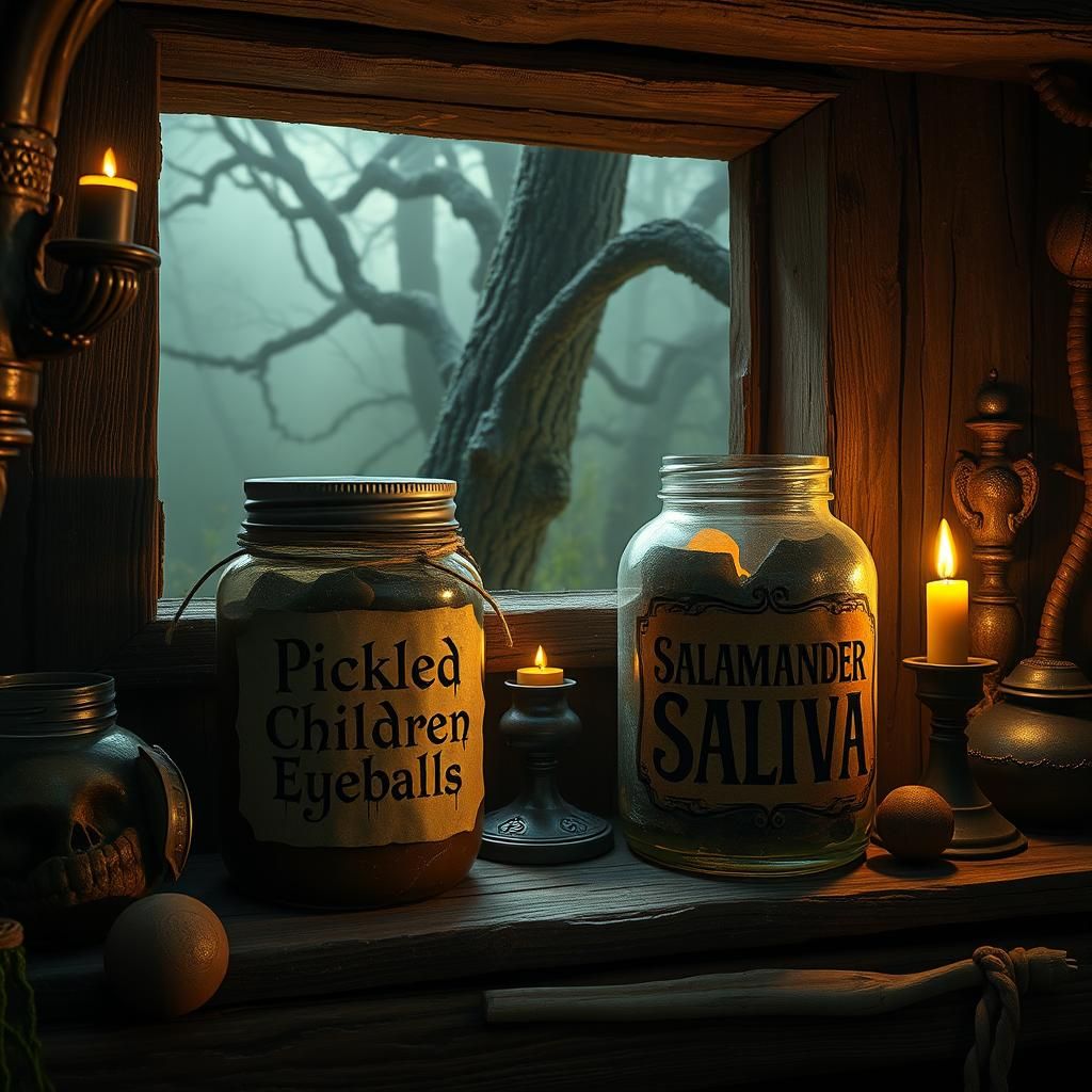 Hag's Hut Jars: Pickled Eyeballs and Salamander Saliva