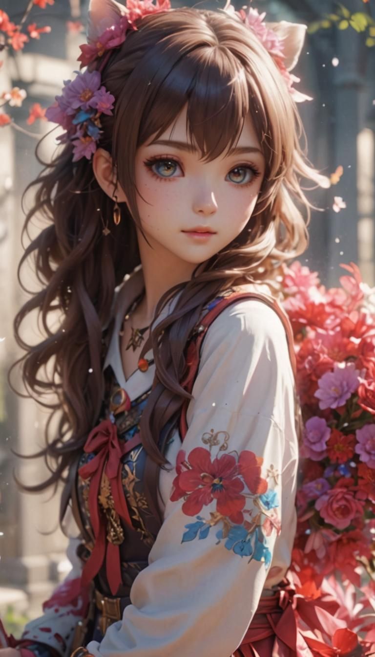 Cute Anime Girl in Detailed Digital Art