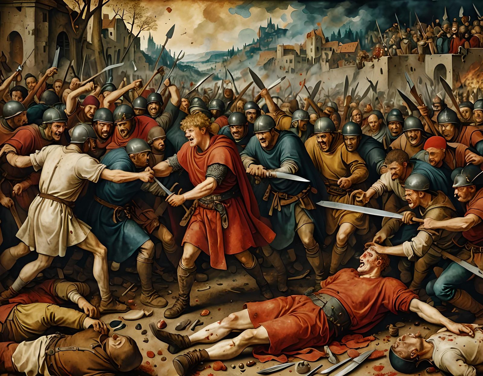 Nero's Suicide: A Digital Watercolor Painting