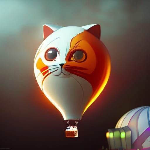 Hyperdetailed Cat Balloon Concept Art