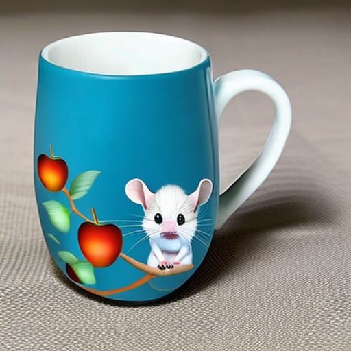 A cute mouse on a mug.