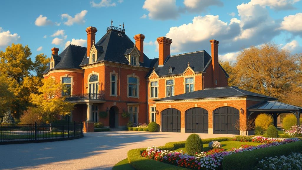 Grand Chateau in Golden Afternoon Light