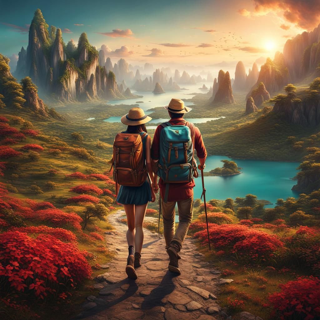 Backpacker Couple's End-of-World Journey: 3D Adventure